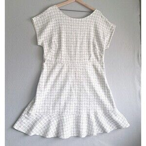 LOFT Women’s Skater Dress Size 18 Plus White Black Check NWT Simple Capsule